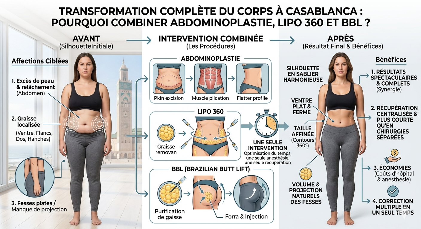 Abdominoplastie lipo 360 et BBL à Casablanca