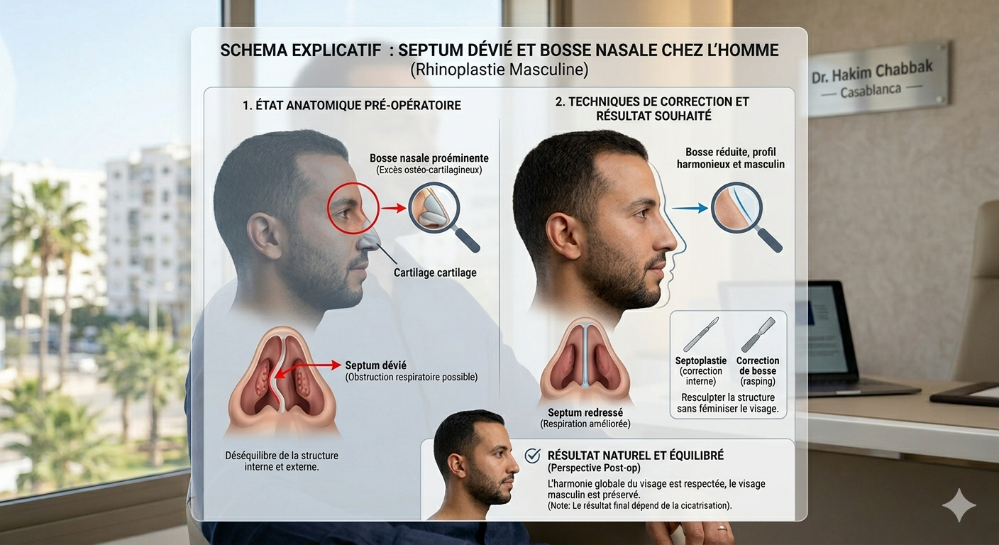 RHINOPLASTIE MASCULINE : SEPTUM DÉVIÉ ET BOSSE NASALE